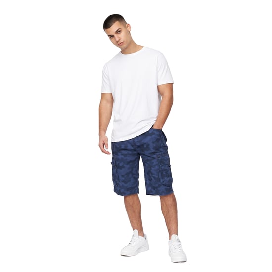 Crosshatch Mens Hanwhere Camo Cargo Shorts (Navy) - Image 5
