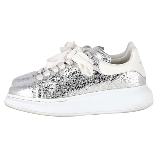 Alexander Mcqueen Oversized Sneakers in Metallic Silver Leather - Image 5