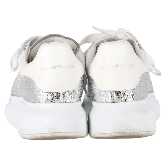 Alexander Mcqueen Oversized Sneakers in Metallic Silver Leather - Image 6
