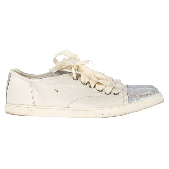 Lanvin Sneakers met Slangenhuid-effect en Cap Toe in Witte Leer - Image 1
