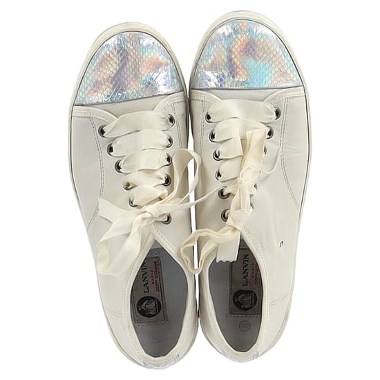 Lanvin Sneakers met Slangenhuid-effect en Cap Toe in Witte Leer - Image 3