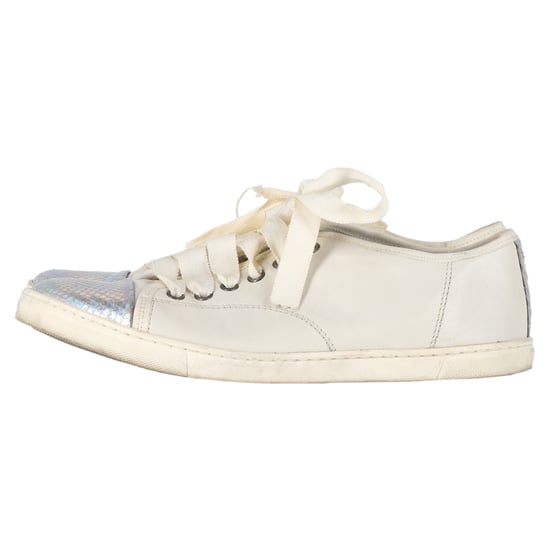 Lanvin Sneakers met Slangenhuid-effect en Cap Toe in Witte Leer - Image 4