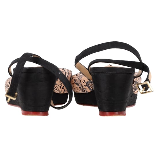 Charlotte Olympia Printed Bow Wedge Sandals in Peach Satin - Image 5