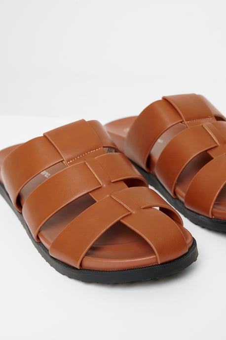 Tan Gladiator Slip-On Sandals - Image 4