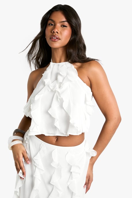 Chiffon Ruffle Racer Neck Cami - Image 1