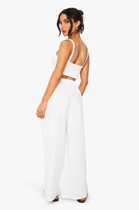 Petite Cotton Poplin Wide Leg Trouser - Image 2