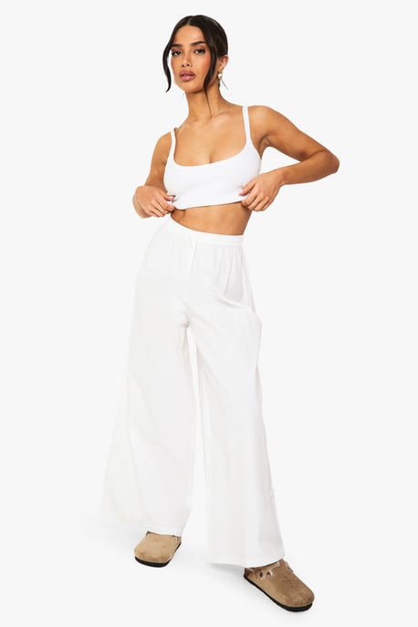 Petite Cotton Poplin Wide Leg Trouser - Image 3