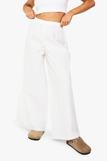 Petite Cotton Poplin Wide Leg Trouser - Image 4