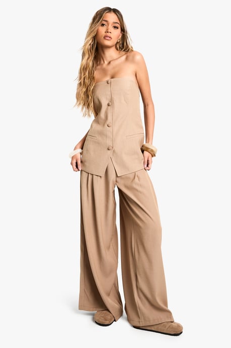 Tailored Pleated Wide Leg Trousers - Image 1
