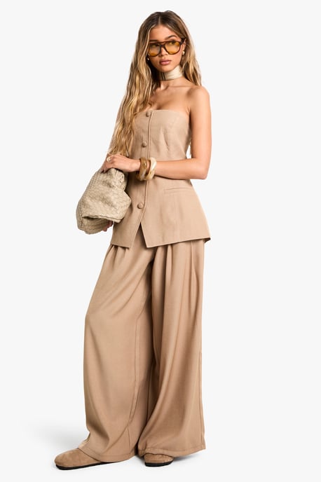 Tailored Pleated Wide Leg Trousers - Image 3