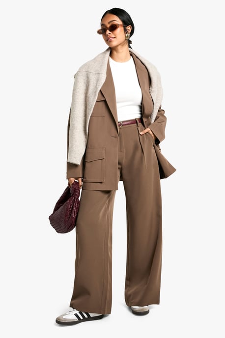 Woven Tailored Wide Leg Trousers - Image 3