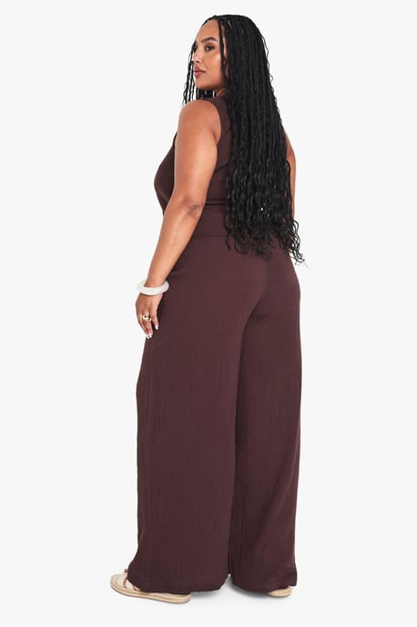 Plus Cheesecloth Elasticated Waist Trousers - Image 2