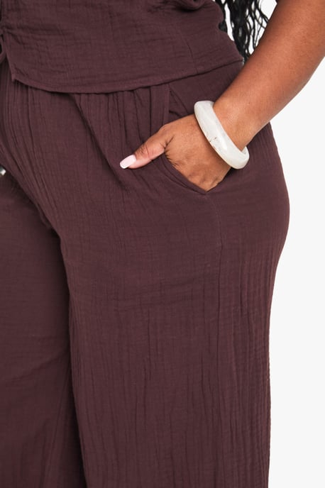 Plus Cheesecloth Elasticated Waist Trousers - Image 4