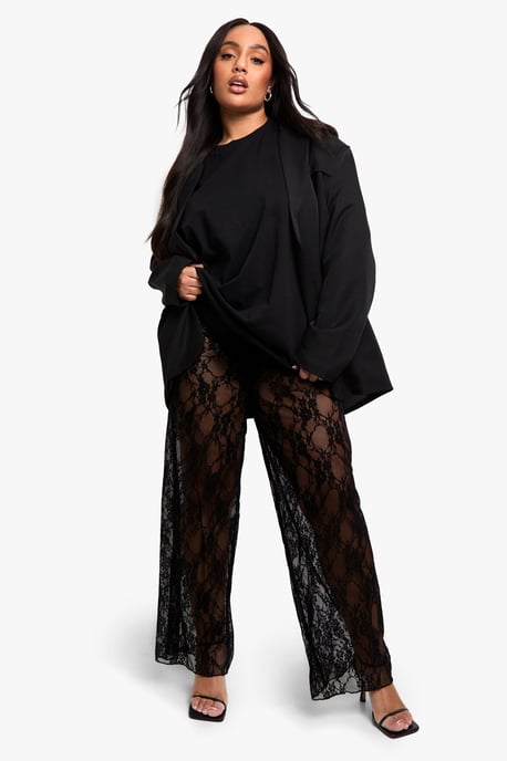 Plus Lace Wide Leg Trousers - Image 3