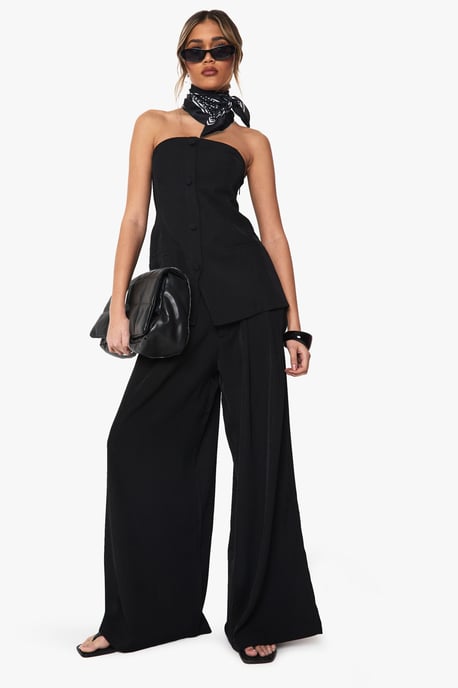 Tailored Pleated Wide Leg Trousers - Image 1