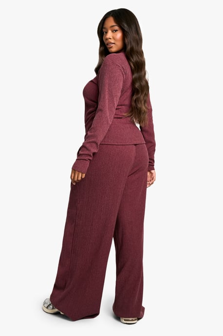 Plus Textured Drawstring Waist Trouser - Image 2
