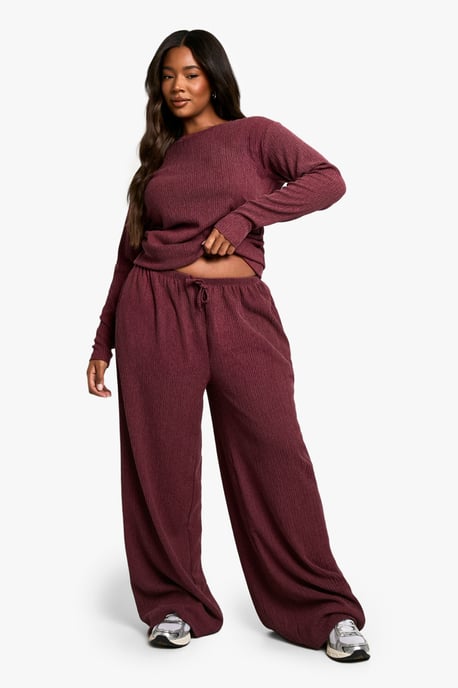 Plus Textured Drawstring Waist Trouser - Image 3
