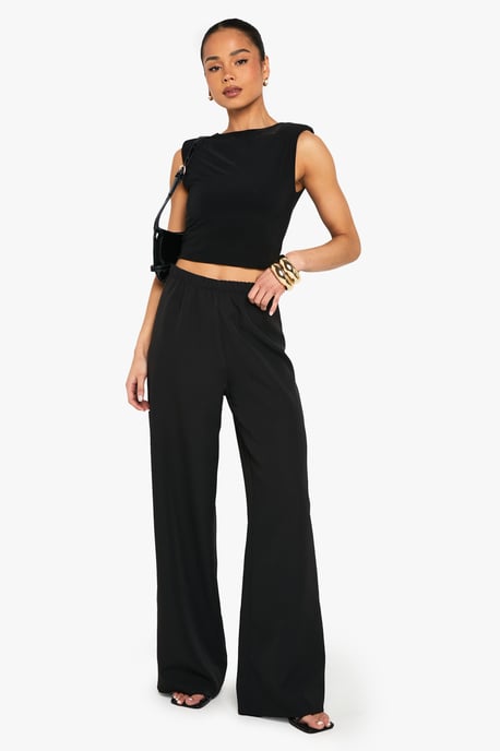 Woven Elasticated Wide Leg Trousers - Image 1
