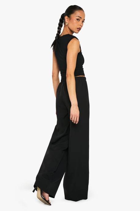 Woven Elasticated Wide Leg Trousers - Image 2