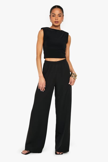 Woven Elasticated Wide Leg Trousers - Image 3