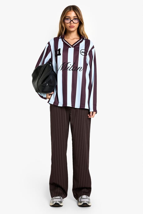 Pinstripe Drawstring High Waisted Trouser - Image 5