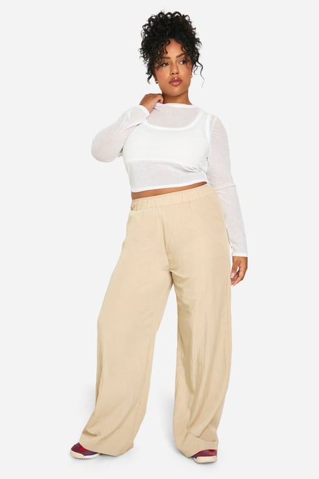 Plus Nylon Wide Leg Trouser - Image 3