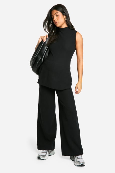 Maternity Soft Rib Wide leg Trousers - Image 1