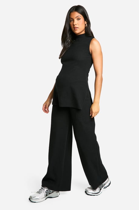 Maternity Soft Rib Wide leg Trousers - Image 3