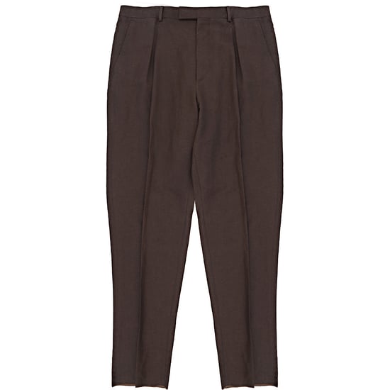 Ermenegildo Zegna Mens Trofeo Summer Wool Linen Trousers in Brown - Image 1