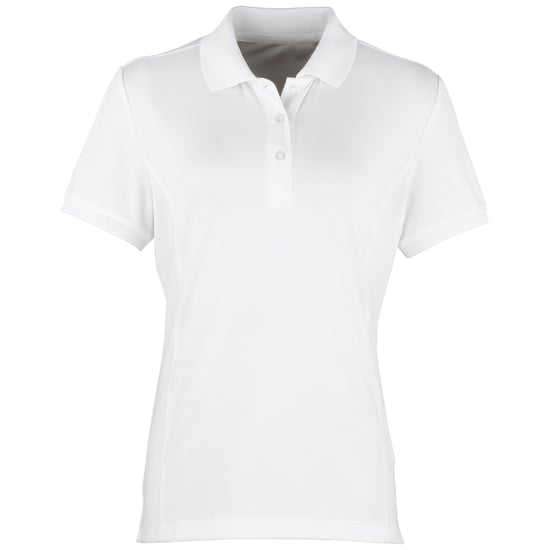 Premier Womens/Ladies Coolchecker Short Sleeve Pique Polo T-Shirt (White) - Image 1