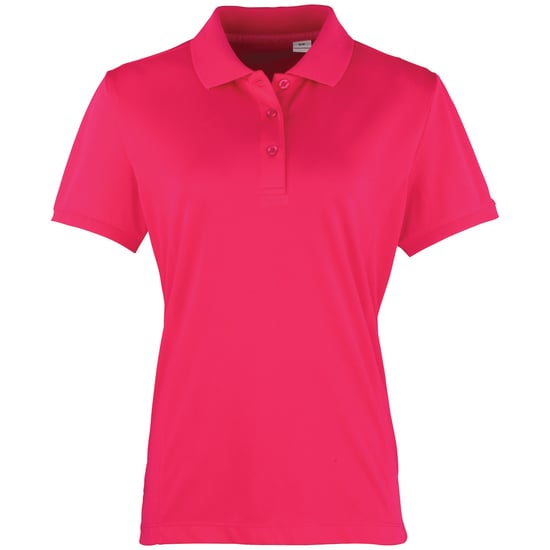 Premier Womens/Ladies Coolchecker Short Sleeve Pique Polo T-Shirt (Hot Pink) - Image 1
