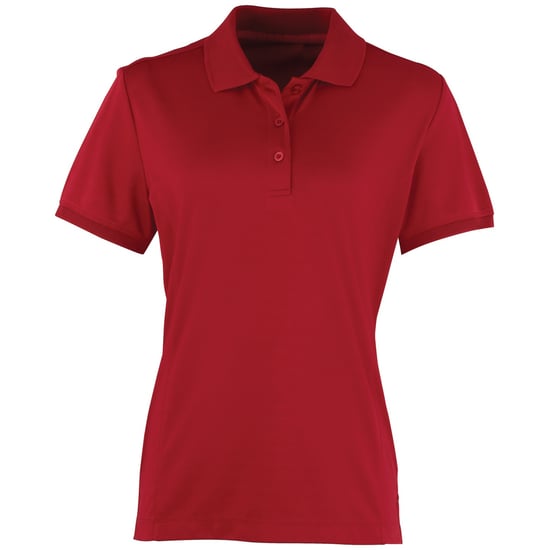 Premier Dames/dames Coolchecker korte mouw Pique Polo T-Shirt (Bourgondië) - Image 1