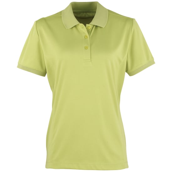 Premier Womens/Ladies Coolchecker Short Sleeve Pique Polo T-Shirt (Lime) - Image 1