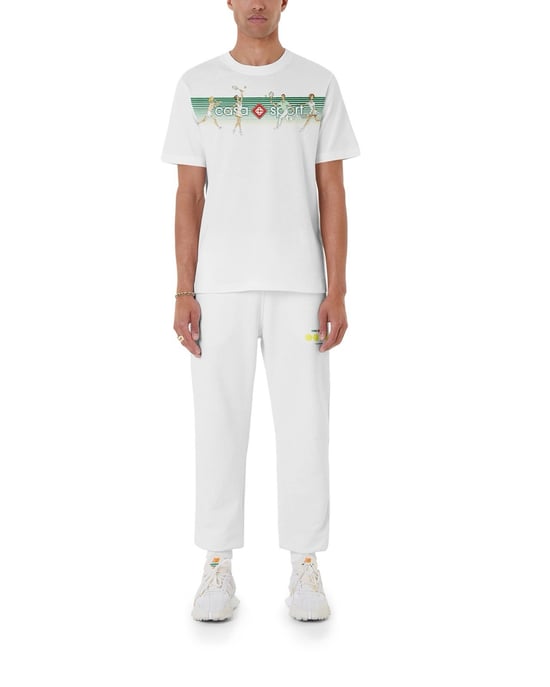 Casablanca Playful Stripes Printed T-Shirt in White - Image 1