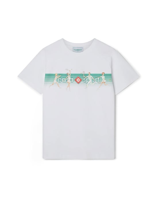 Casablanca Playful Stripes Printed T-Shirt in White - Image 2