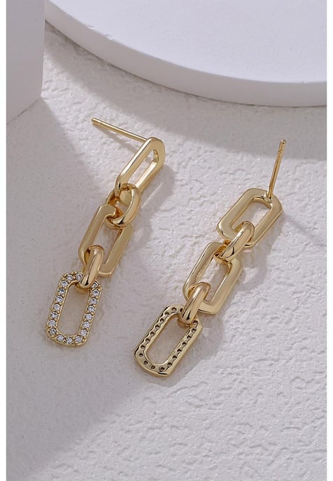 Gouden Schakel Ketting Rhinestone Decoratie Schotel Oorbellen - Image 2