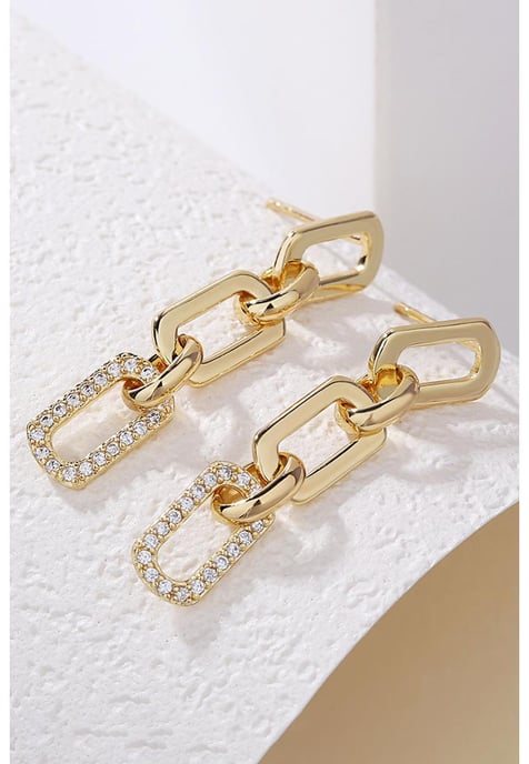 Gouden Schakel Ketting Rhinestone Decoratie Schotel Oorbellen - Image 3