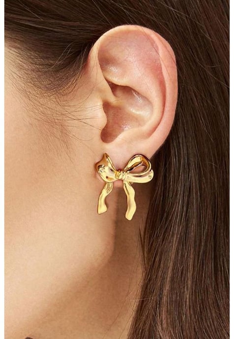 Gold Elegant Bow Design Studded Earrings - Image 1