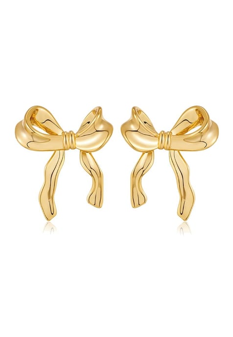 Gouden Elegante Boog Ontwerp Ge studeerde Oorbellen - Image 2