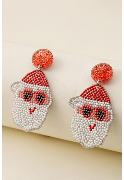 White Santa Claus Acrylic Earrings - Image 2