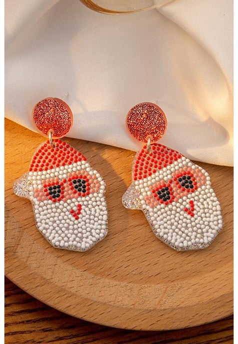 White Santa Claus Acrylic Earrings - Image 3