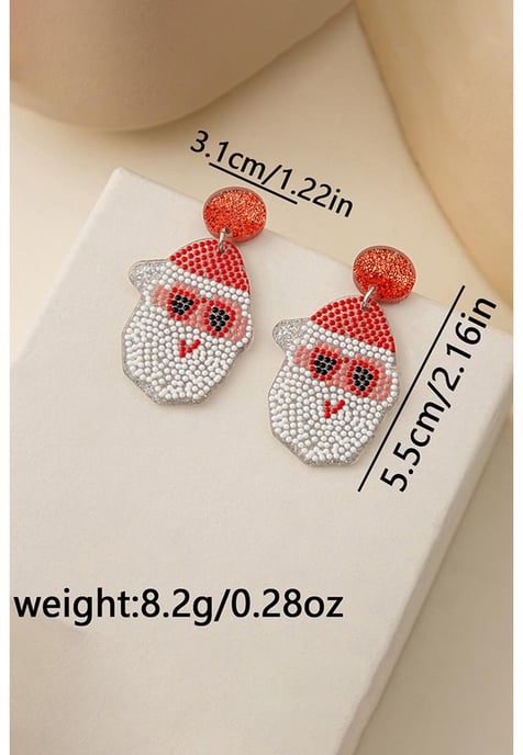 White Santa Claus Acrylic Earrings - Image 4