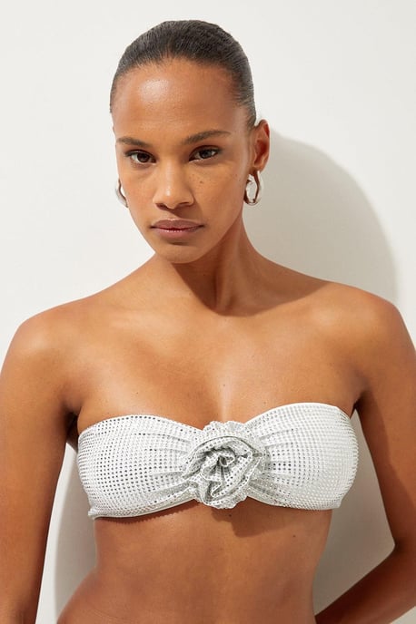 Premium Embellished Rosette Bandeau Bikini Top - Image 5