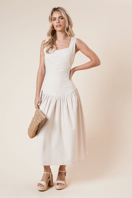 Petite Dropped Waist Strappy Midi Dress - Image 1