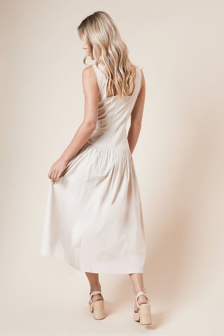 Petite Dropped Waist Strappy Midi Dress - Image 3