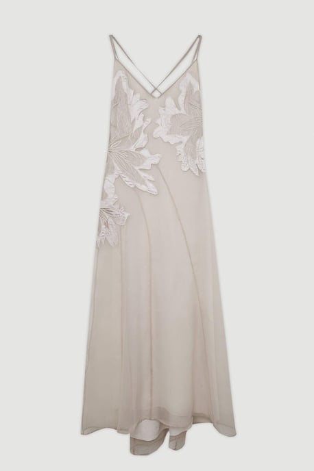 Satin Applique Woven Maxi Dress - Image 4