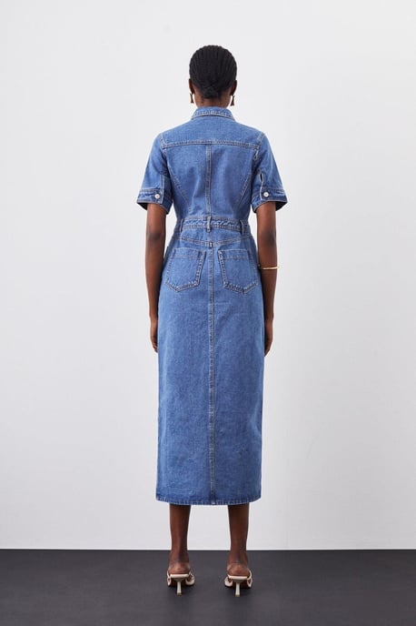 Denim Maxi Shirt Dress - Image 3
