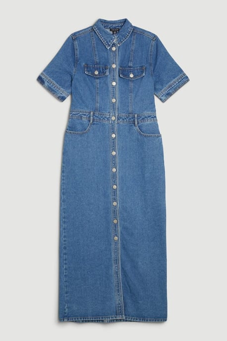 Denim Maxi Shirt Dress - Image 4