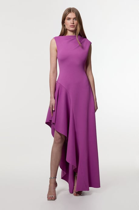 Scuba Drama Ruffle Hem Woven Maxi Dress - Image 1