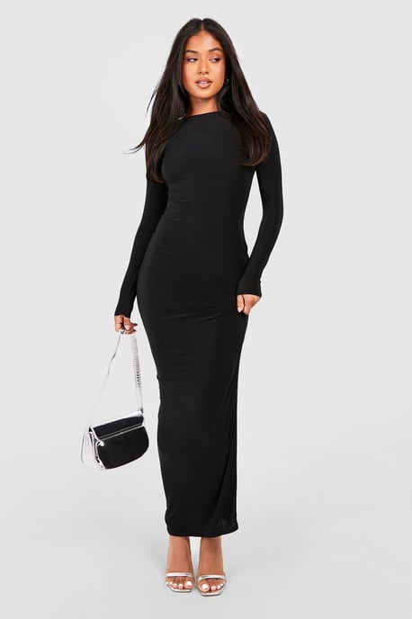 Petite Slinky Scoop Neck Long Sleeve Maxi Dress - Image 1